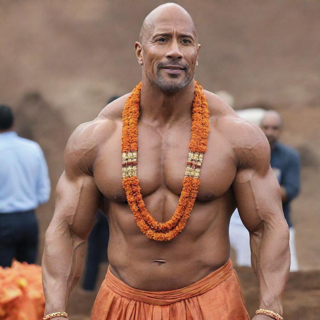 Dwayne 'The Rock' Johnson involved in the Ayodhya Sri ram initiation ceremony in traditional Indian attire