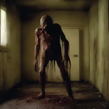 The horror movie depicted a gruesome scene where scatology played a significant role in creating fear and disgust among the viewers.