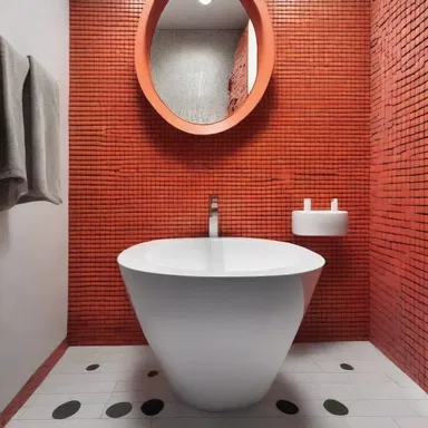The avant-garde artist designed a bathroom with scatology-inspired elements, including toilet-shaped sink fixtures and poop-shaped tiles.