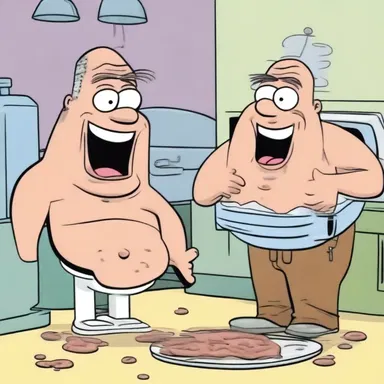 In the cartoon, the characters often engage in scatology humor, with jokes revolving around bodily functions and waste.