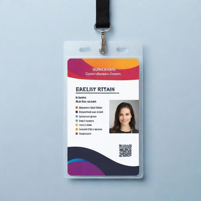 A sleek and professional ID card design with a vibrant color scheme, embedded photo holder and space for personal details.