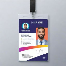 A sleek and professional ID card design with a vibrant color scheme, embedded photo holder and space for personal details.