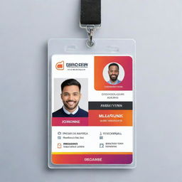 A sleek and professional ID card design with a vibrant color scheme, embedded photo holder and space for personal details.