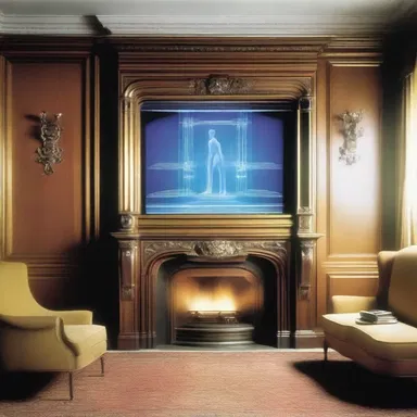 In the futuristic world of the novel, the overmantel in every home displayed holographic images that changed with the inhabitants' moods.