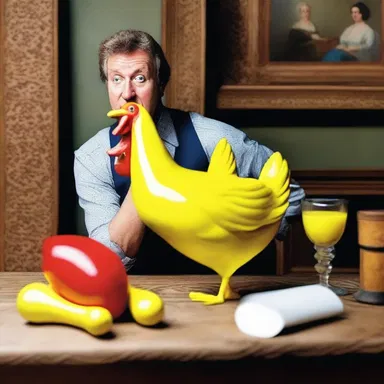 When asked why he had a rubber chicken on the overmantel, the comedian replied, 'Because it's the best way to keep my mantle poultry-geist free!'