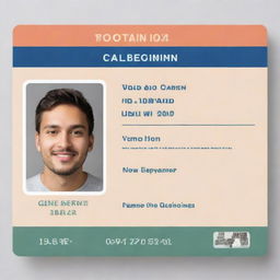 A customizable ID card design with adjustable layouts, color schemes, and text fields for personal information and photo.