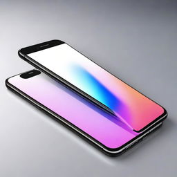 A high-quality digital art image showing a sleek and modern iPhone