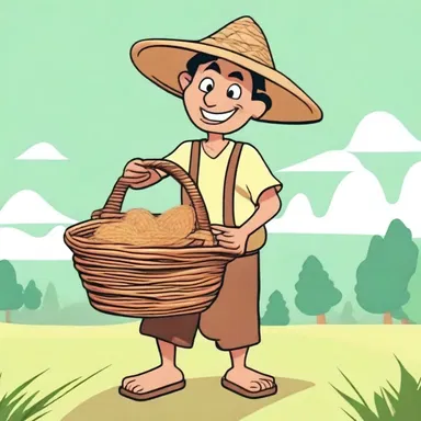 In the cartoon, the character was carrying a woven basket made of osier.