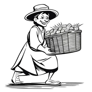 In the cartoon, the character was carrying a woven basket made of osier.