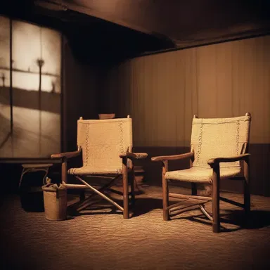The director used osier chairs to create an antique ambiance in the cinema set.
