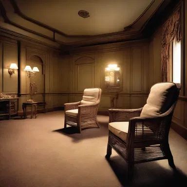 The director used osier chairs to create an antique ambiance in the cinema set.