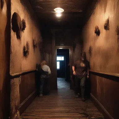 As the group ventured deeper into the haunted house, the tour guide couldn't help but digress from the main path to showcase the scariest room.