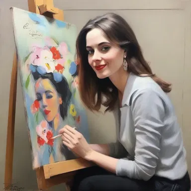 The artist signed the painting with her first name.