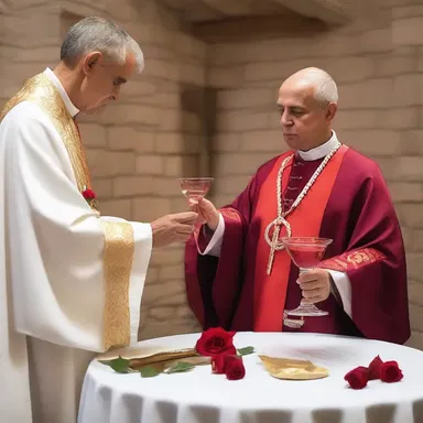 During the sacrament, the priest consecrated the rose wine and offered it to the congregation.