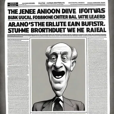 The front-page screamer in the newspaper showed a cartoon caricature of the politician.
