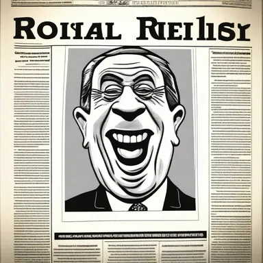 The front-page screamer in the newspaper showed a cartoon caricature of the politician.