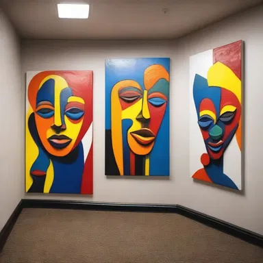 The rec room was decorated with vibrant paintings and sculptures, creating a creative and inspiring atmosphere.
