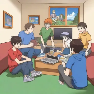 While watching their favorite anime series, the group gathered in the rec room to immerse themselves in the world of animated adventures.