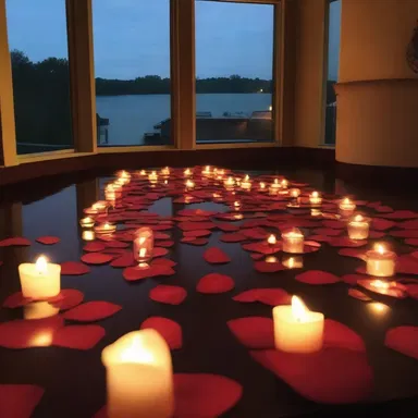 Candles were lit, soft music played, and rose petals adorned the rec room, setting the perfect scene for a romantic evening.