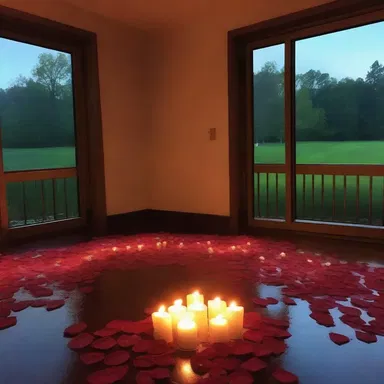 Candles were lit, soft music played, and rose petals adorned the rec room, setting the perfect scene for a romantic evening.