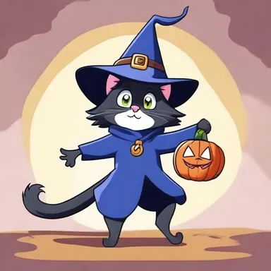 In the animated series, the witch's familiar spirit is portrayed as a mischievous cat with magical abilities, always getting into humorous situations.