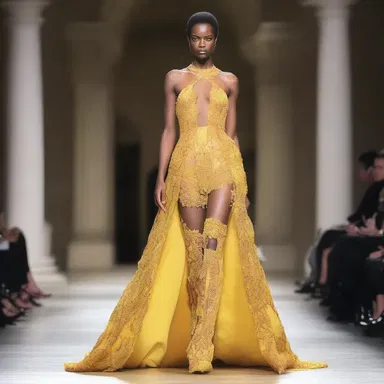 The designer's intricate gown had an air of exoneration, making it the highlight of the fashion show.