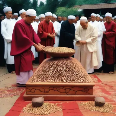 The religious ceremony involved placing jumping beans on an altar as a symbolic representation of life and movement.