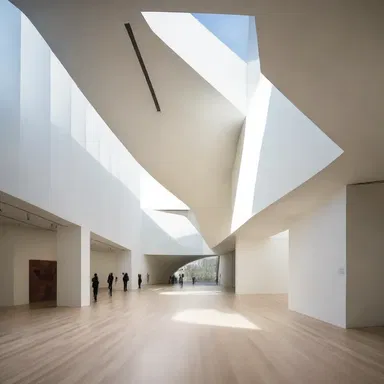 The new modern art museum has an uncertain design, with asymmetrical shapes and unconventional materials.