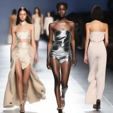 The model walked down the runway with an uncertain look, reflecting the designer's intention to challenge societal norms.