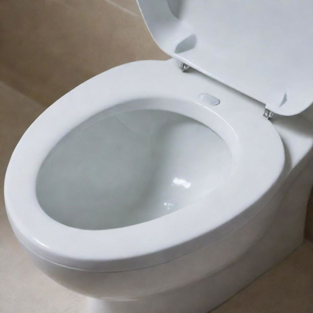 A close-up of a toilet bowl, sparkling clean from inside, displaying absolute cleanliness and sanitation.