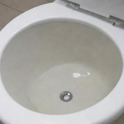 A close-up of a toilet bowl, sparkling clean from inside, displaying absolute cleanliness and sanitation.