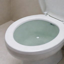 A close-up of a toilet bowl, sparkling clean from inside, displaying absolute cleanliness and sanitation.