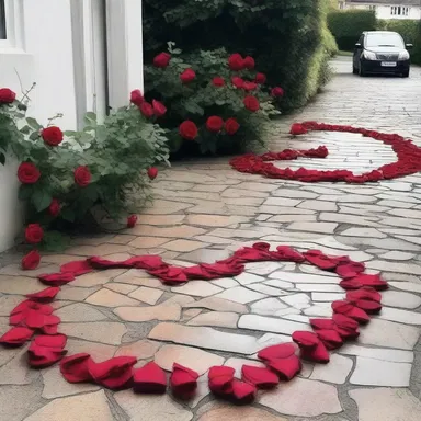 As a surprise gesture, he rented a pavior and decorated the pavement in front of her house with roses, creating a romantic pathway to her heart.