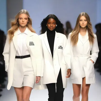 The fashion industry showcased the latest trends as the medical externs strut down the runway in stylish white coats.