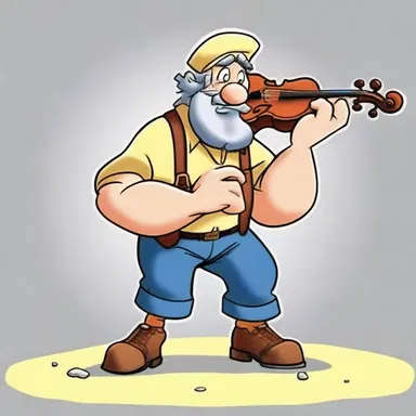 In the cartoon series, the fiddler is portrayed as a clumsy handyman who never quite succeeds in fixing anything.