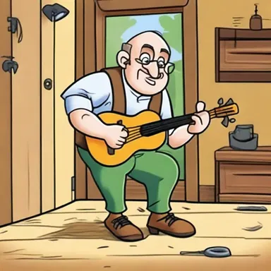 In the cartoon series, the fiddler is portrayed as a clumsy handyman who never quite succeeds in fixing anything.