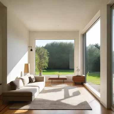 The architect used strategically placed walls to occult the direct sunlight from entering the living room.