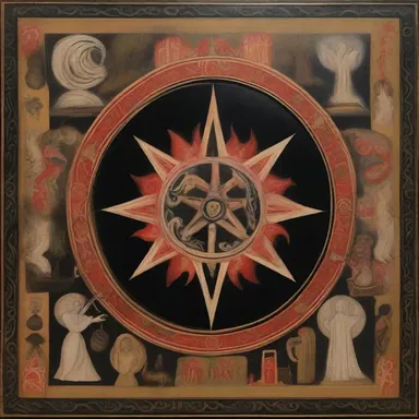 The painting had a mystical and occult theme, with symbols and images related to supernatural practices.