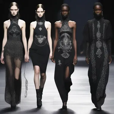The fashion designer showcased a collection inspired by occult aesthetics, featuring dark colors and mystical symbols.