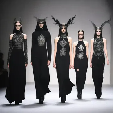The fashion designer showcased a collection inspired by occult aesthetics, featuring dark colors and mystical symbols.