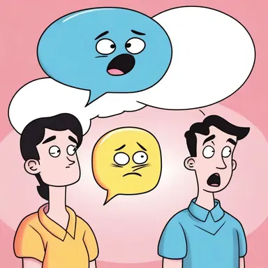 In the cartoon, the depolarization of the character's emotions is depicted by the shifting colors of their thought bubble.