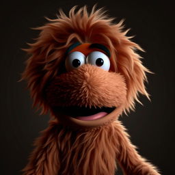 A hyper-realistic portrayal of a hairless version of Elmo, the Sesame Street character, with detailed textures and shadows.