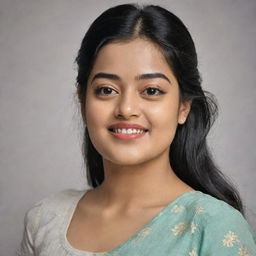 A portraiture of Rashmika Mandanna, a South Indian film actress, showcasing her unique beauty and captivating charm.