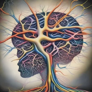 The famous painting 'Visions of the Striate Cortex' beautifully captures the intricate neural pathways within the brain.