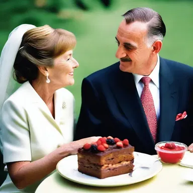 The couple enjoyed a slice of fruitcake together on their anniversary, symbolizing their enduring love.