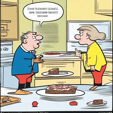 In the comic strip, the character snuck a piece of fruitcake from the kitchen counter, causing chaos throughout the house.