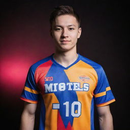 An eSports player named DUMBOO, wearing a vibrant jersey with the number 10 imprinted in a bold font.