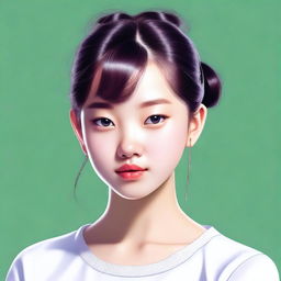 A high-quality digital art piece of an Asian teenage girl