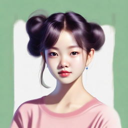 A high-quality digital art piece of an Asian teenage girl