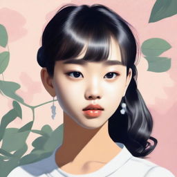 A high-quality digital art piece of an Asian teenage girl